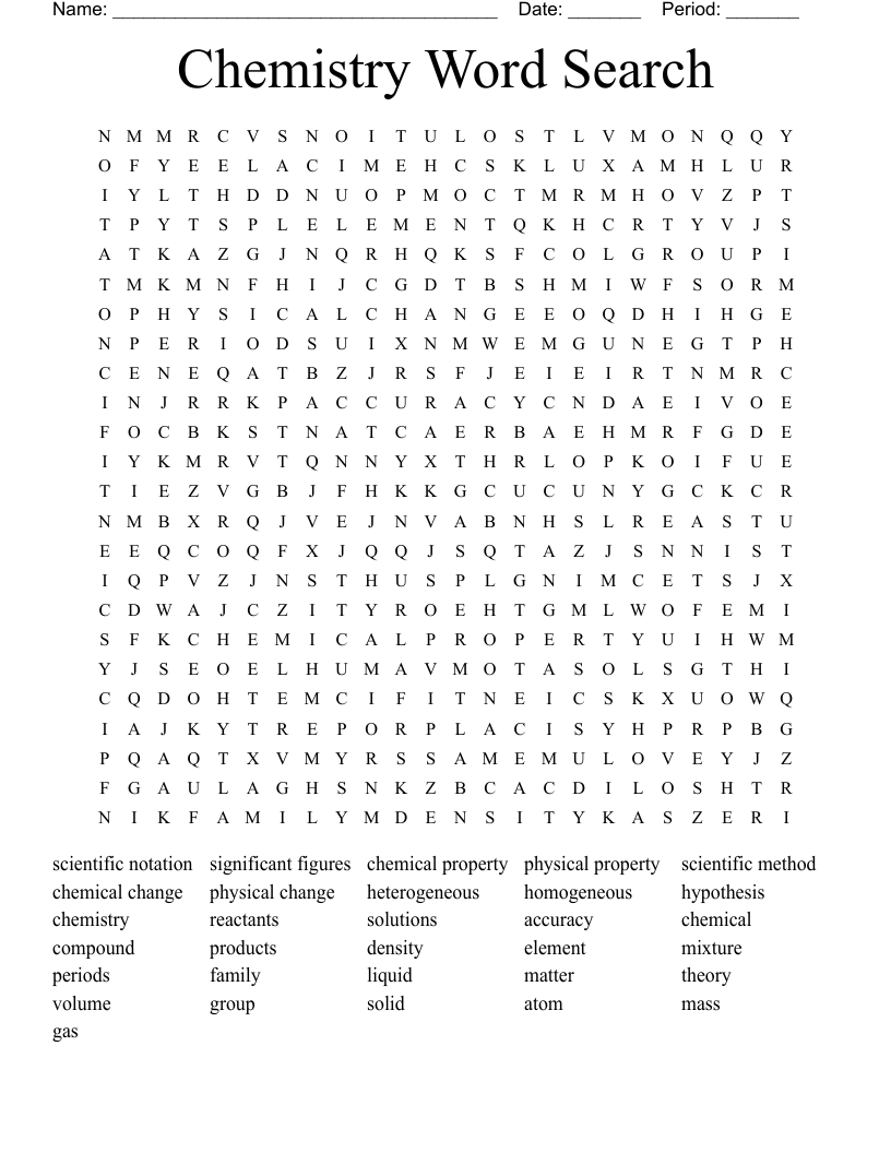 Chemistry Word Search