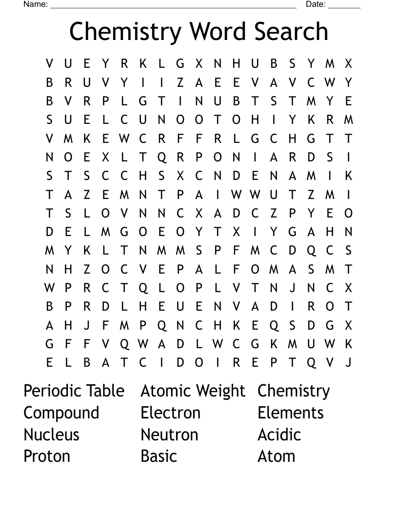 Chemistry Word Search