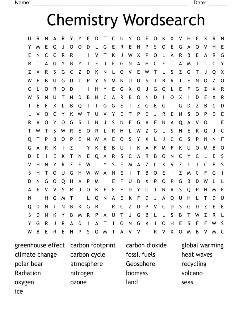 Chemistry Wordsearch