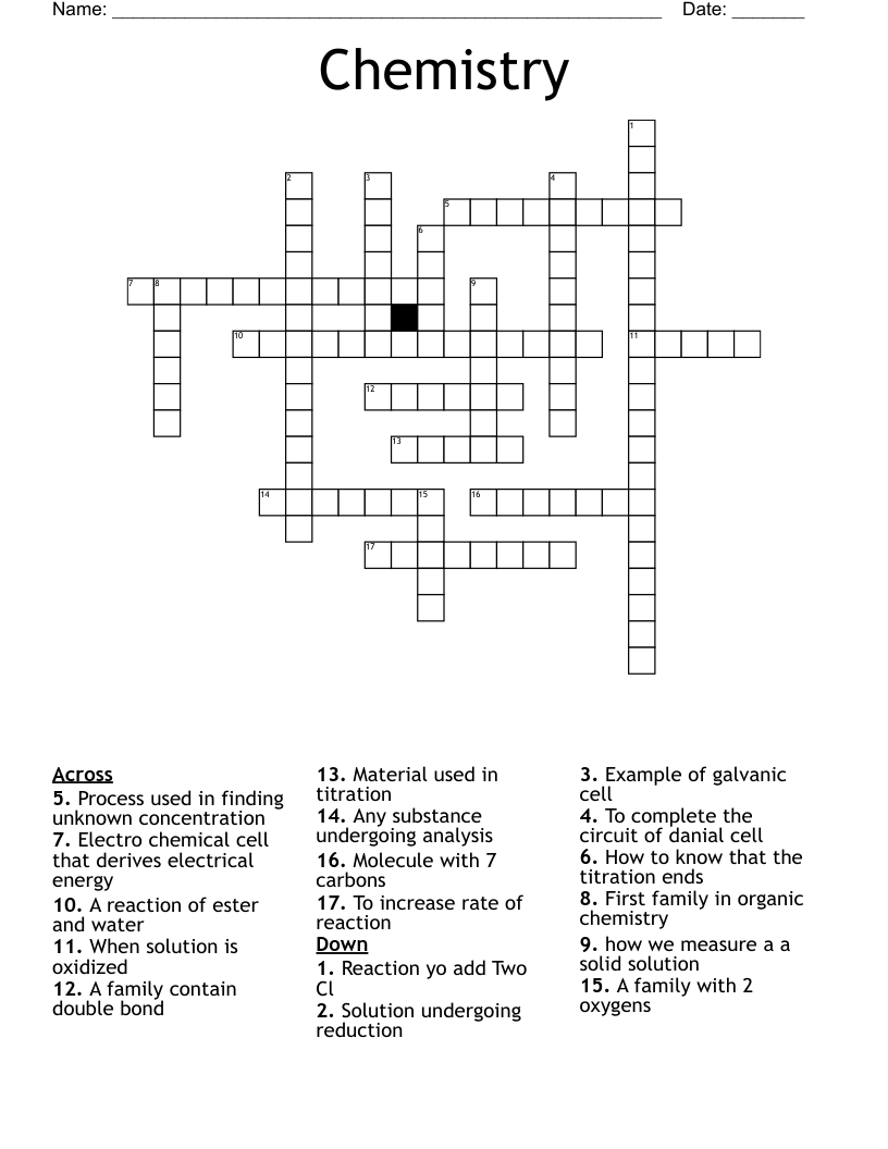 Chemistry  Crossword