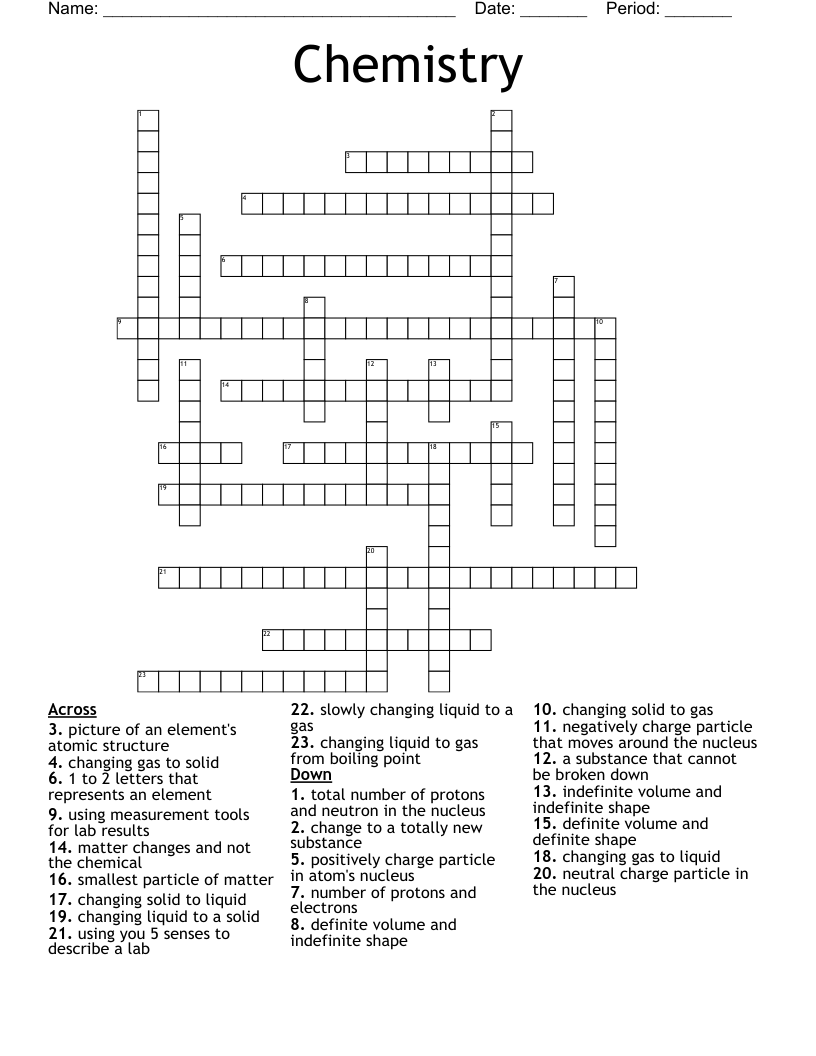 Chemistry  Crossword