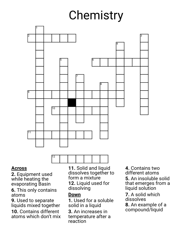 Chemistry  Crossword