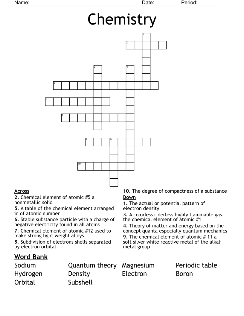 Chemistry  Crossword