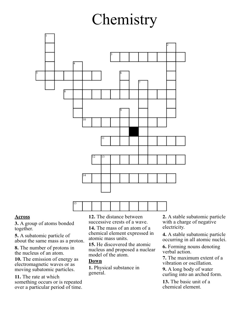 Chemistry  Crossword