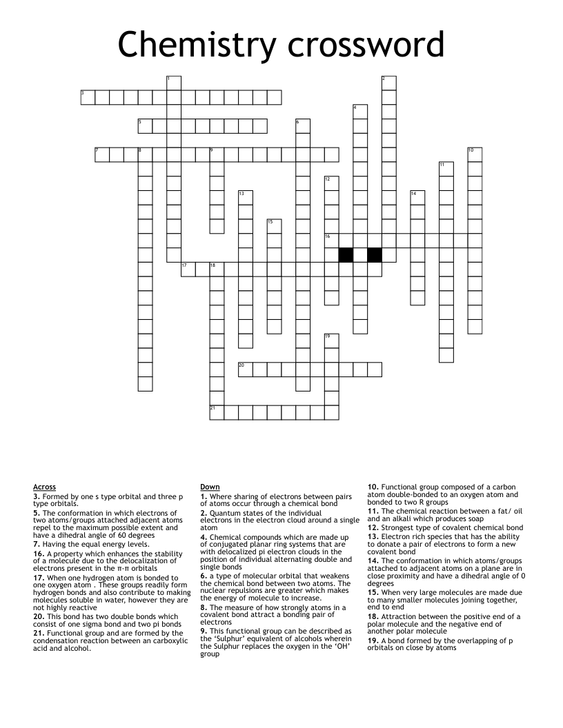 Chemistry crossword