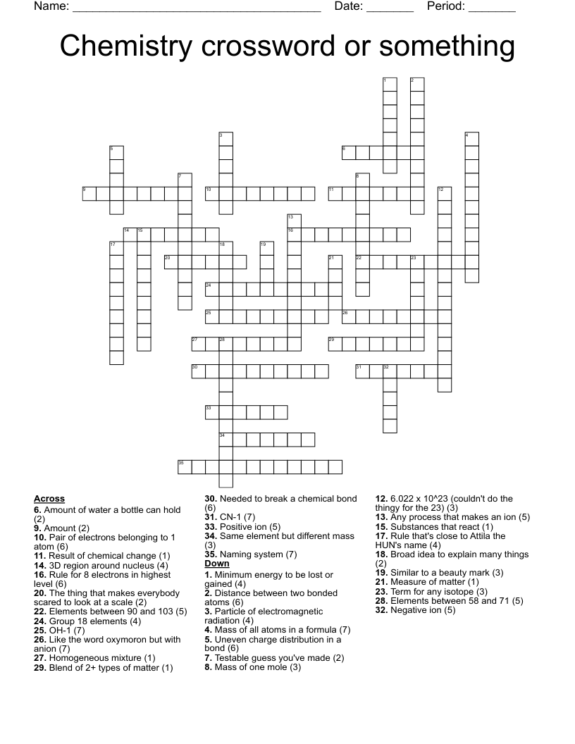 Chemistry crossword or something