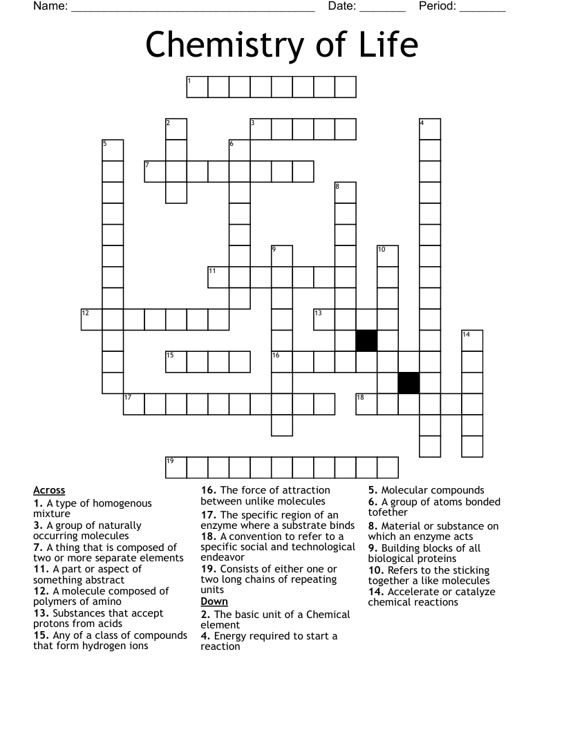 Chemistry of Life Crossword