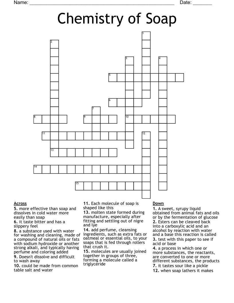 Chemistry of Soap Crossword