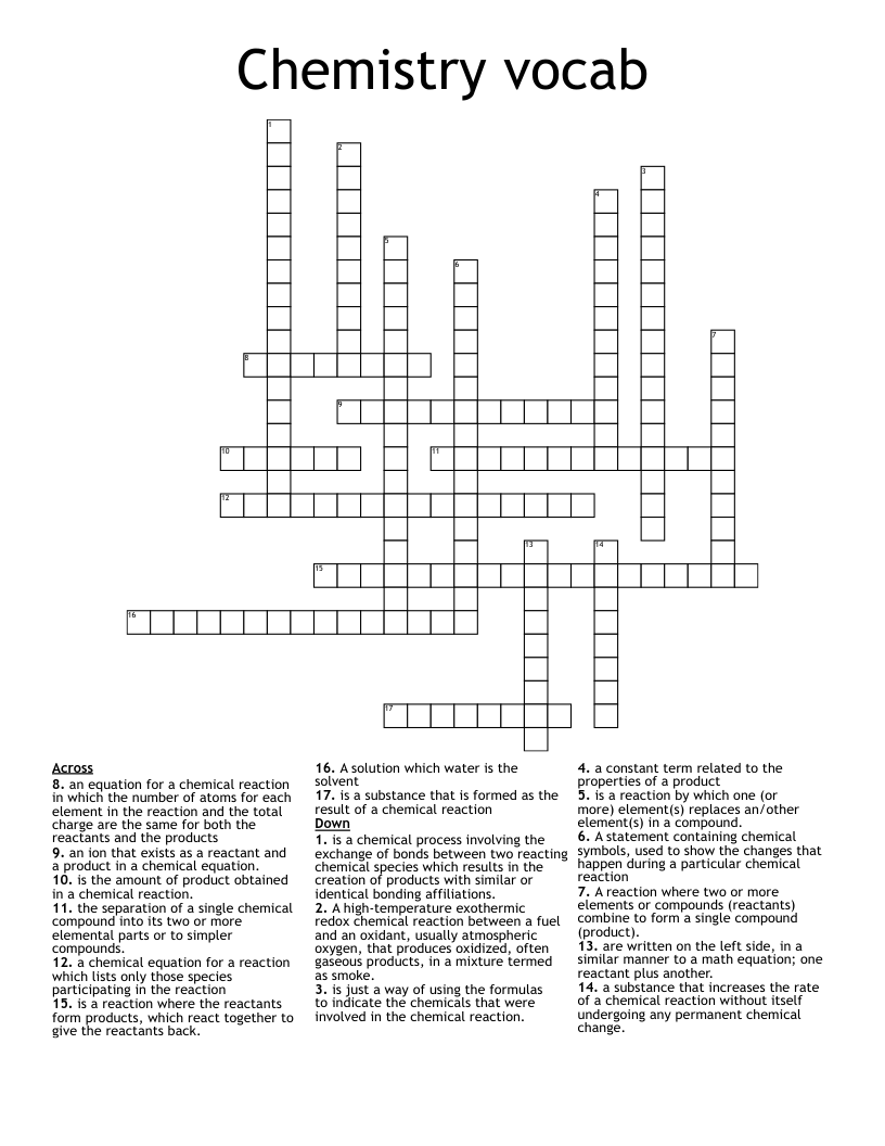 Chemistry vocab Crossword