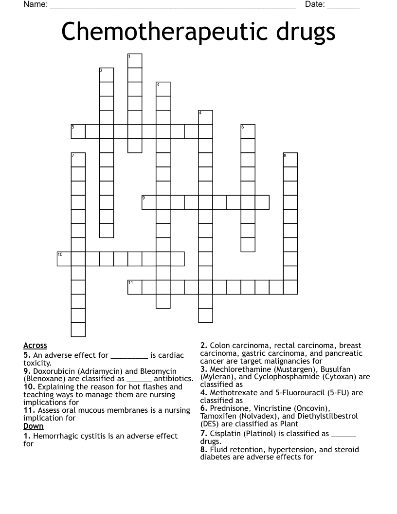 Chemotherapeutic drugs Crossword