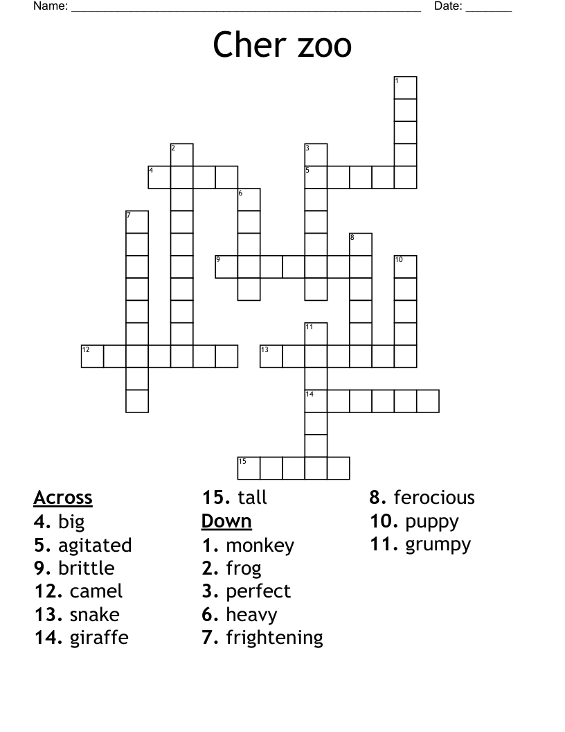 Cher zoo Crossword