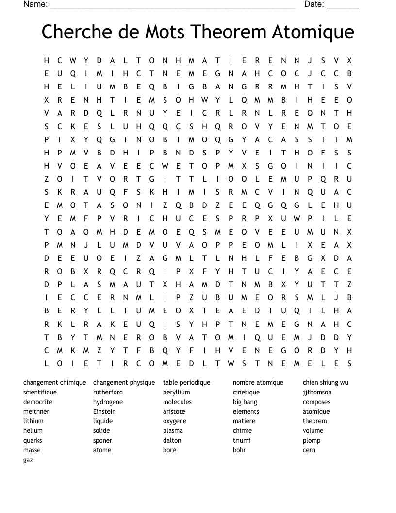 Cherche de Mots Theorem Atomique Word Search