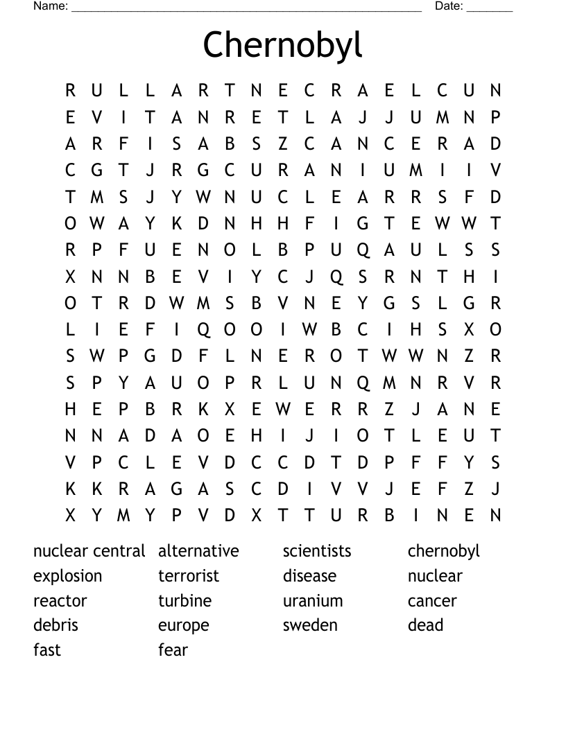 Chernobyl Word Search