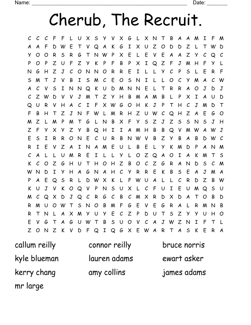 Cherub, The Recruit. Word Search