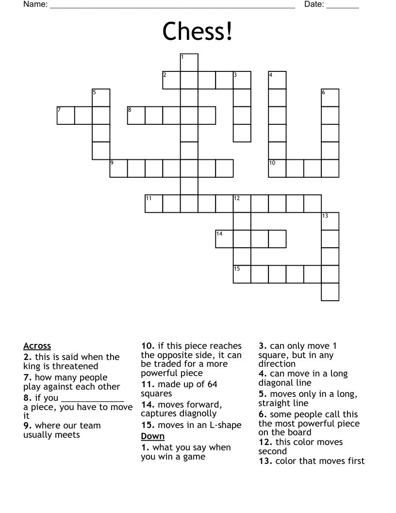 Chess! Crossword