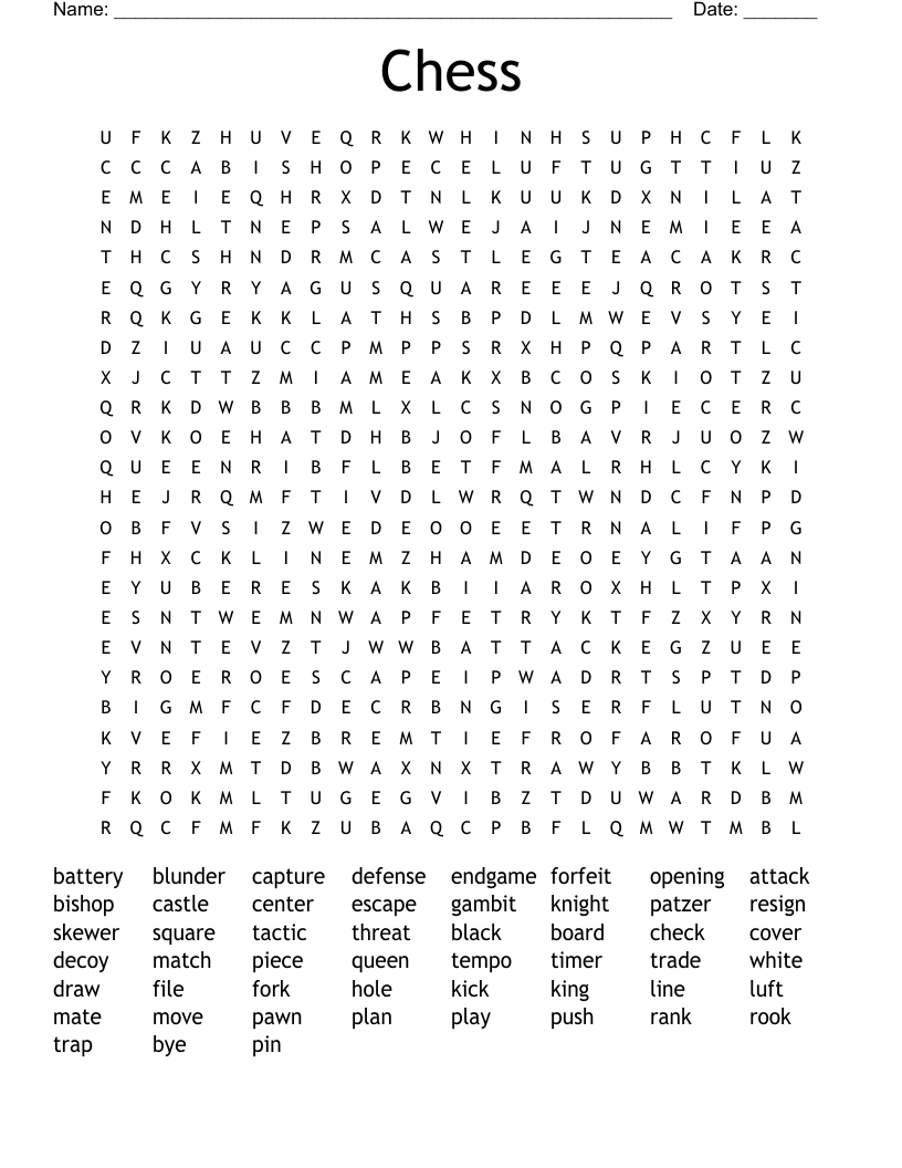 Chess Word Search