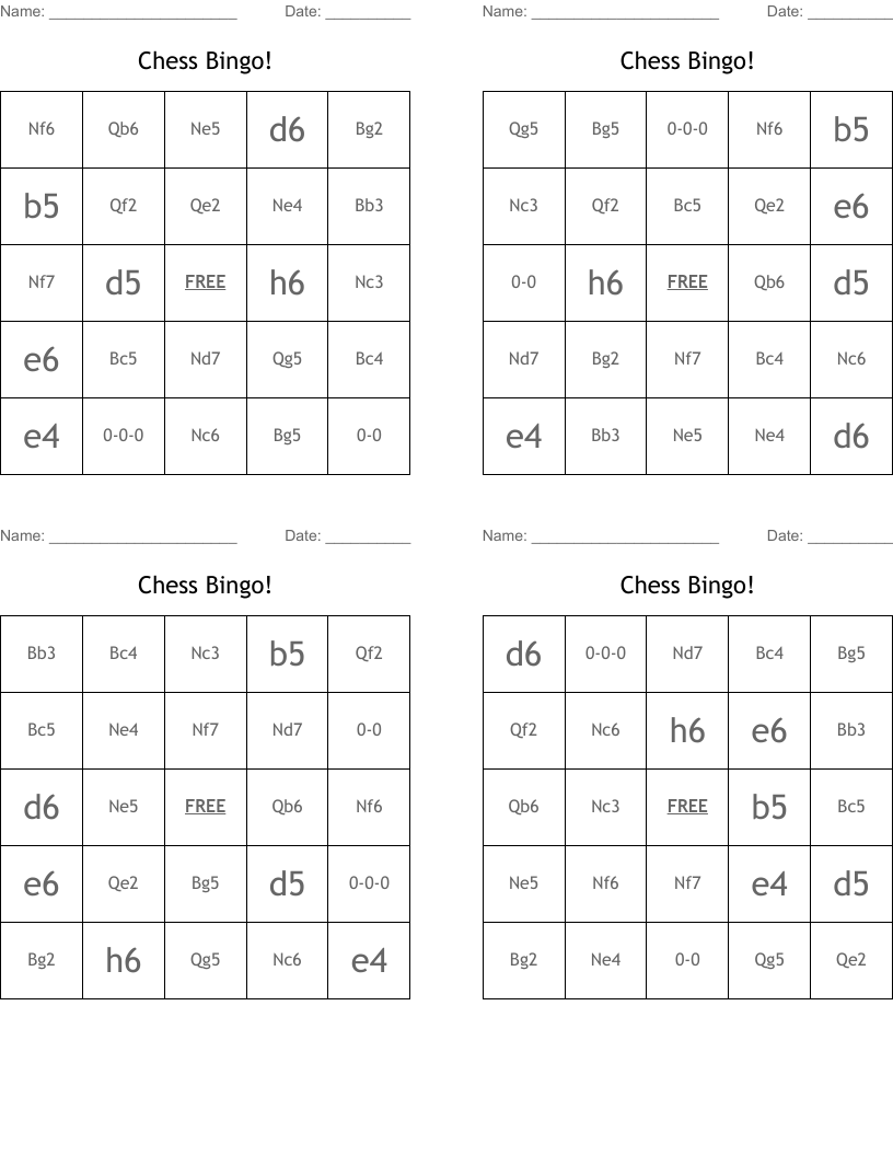 Chess Bingo!