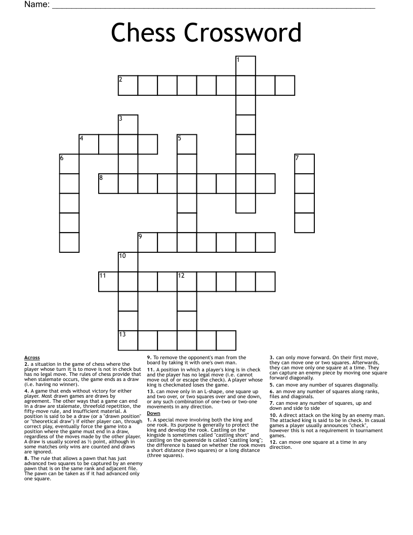 Chess Crossword