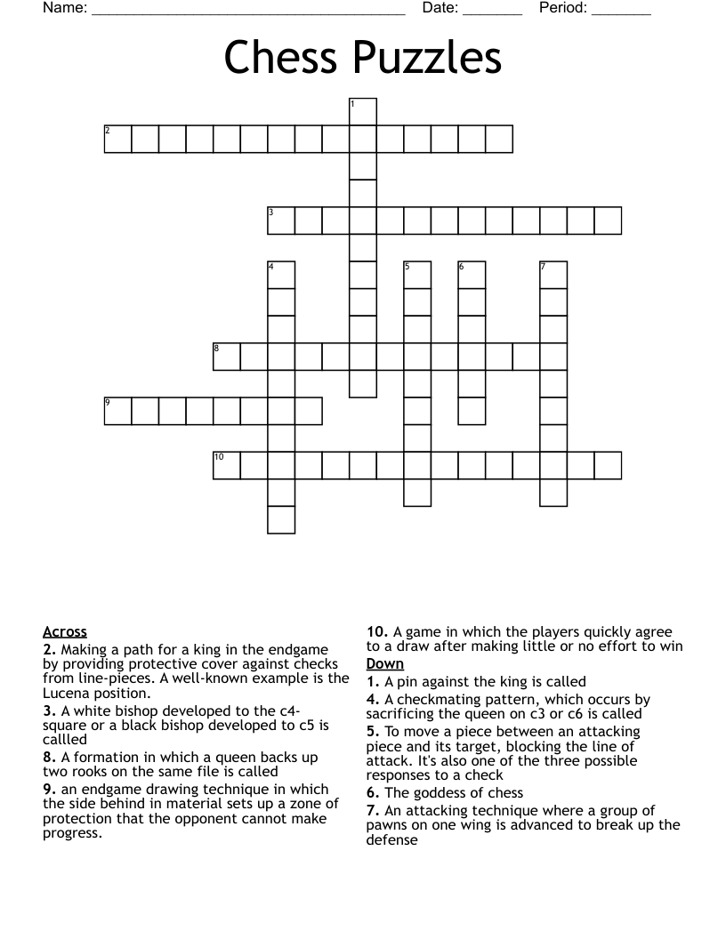 Chess Puzzles Crossword