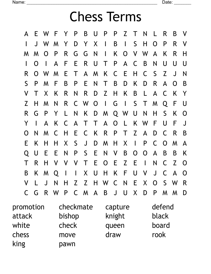 Chess Terms Word Search