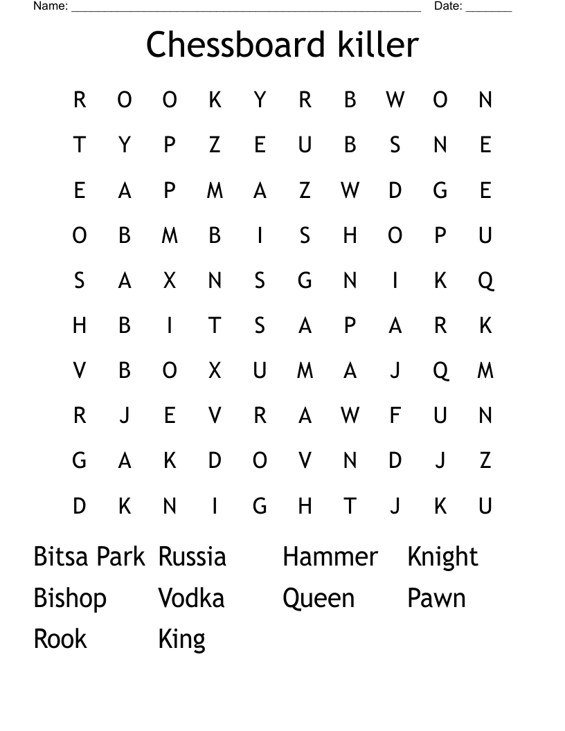 Chessboard killer Word Search