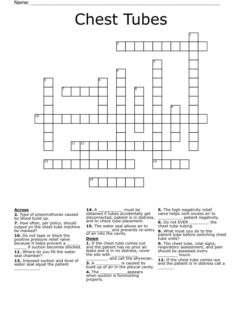 Chest Tubes Crossword