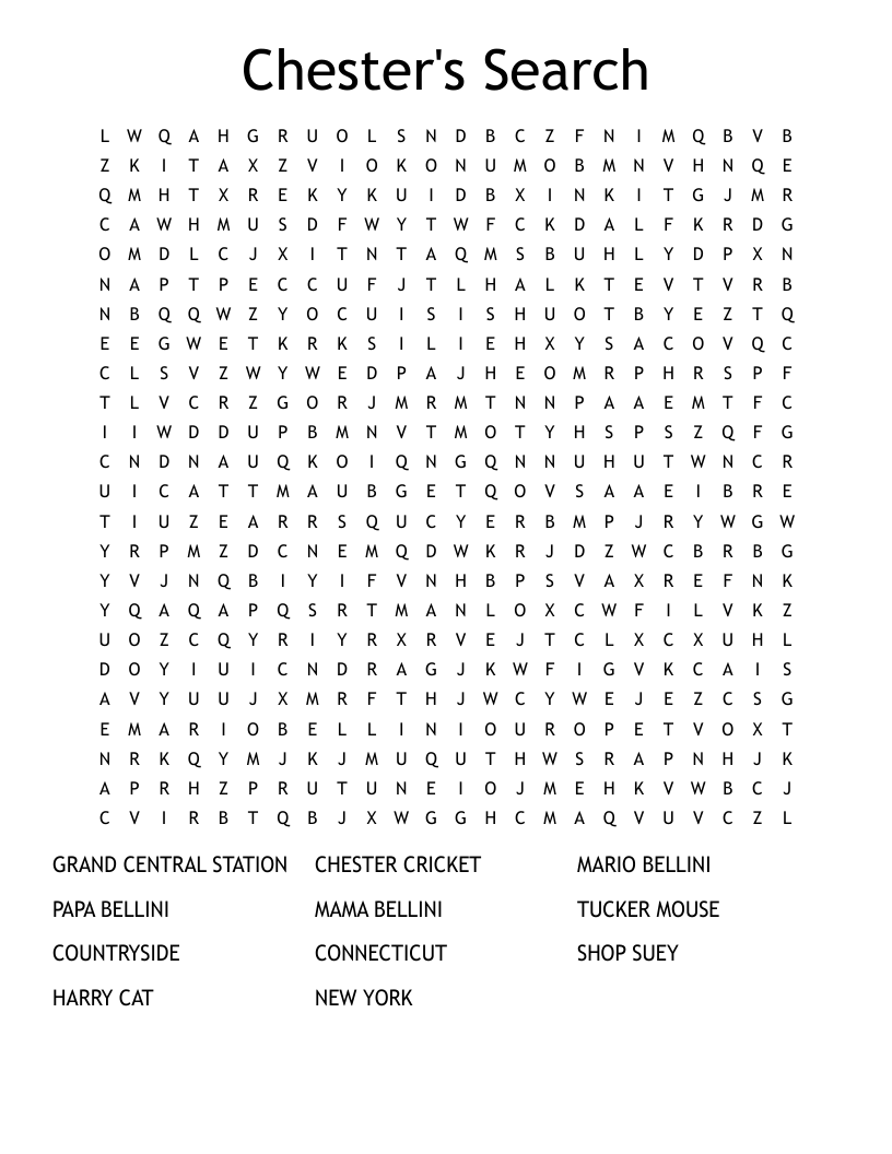 Chester's Search Word Search