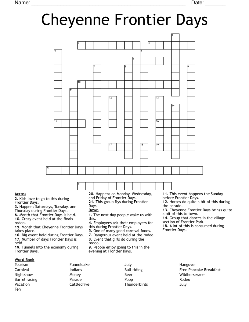 Cheyenne Frontier Days Crossword