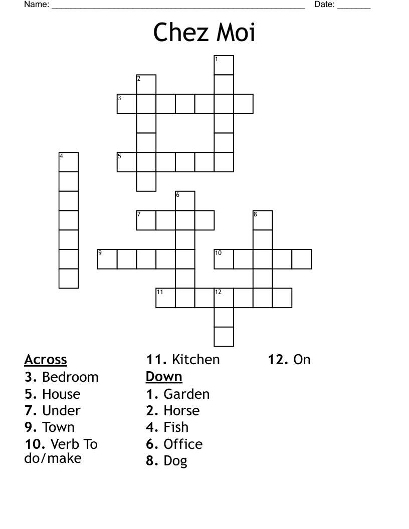 Chez Moi Crossword