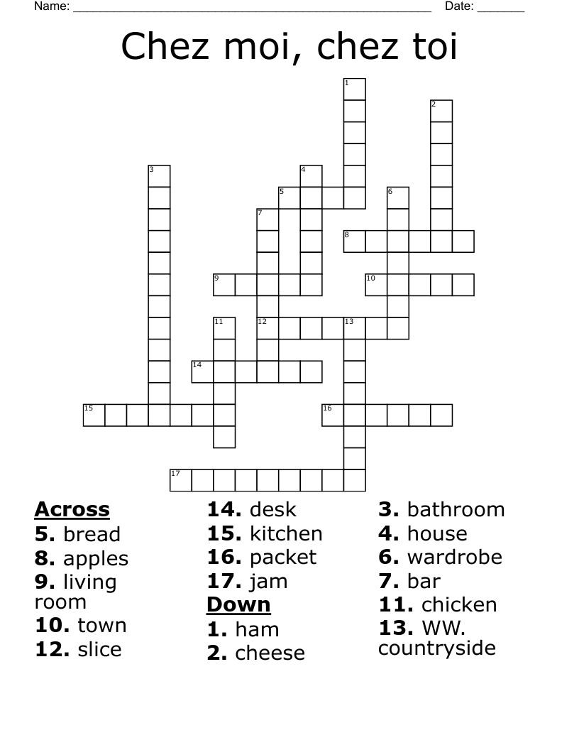 Chez moi, chez toi Crossword