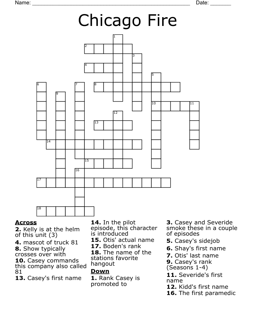 Chicago Fire Crossword