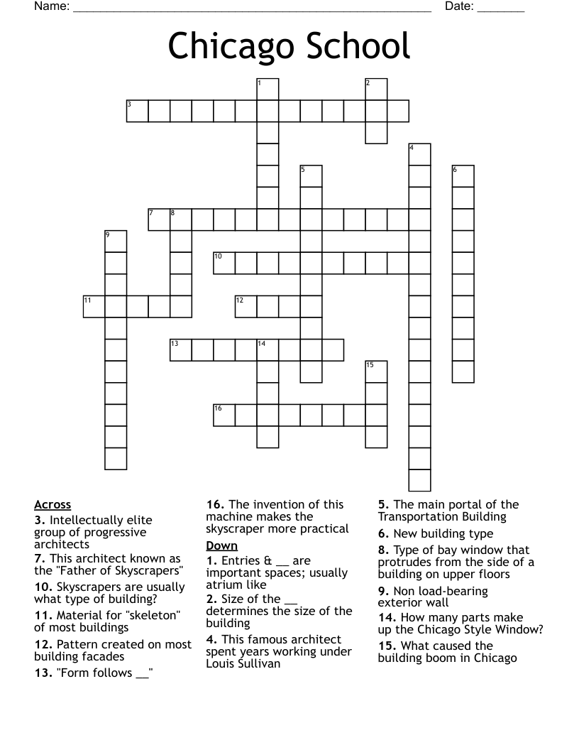 Chicago School Crossword