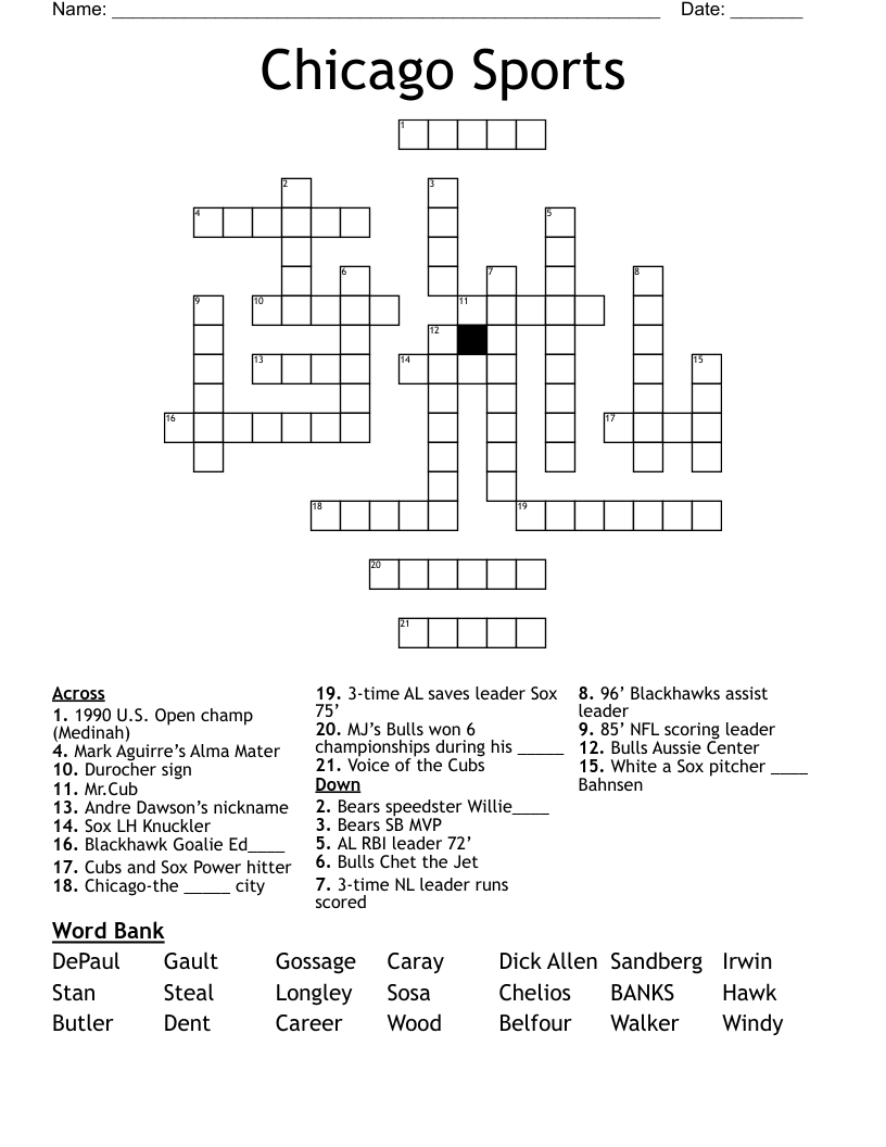 Chicago Sports Crossword