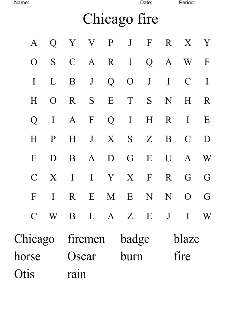 Chicago fire Word Search