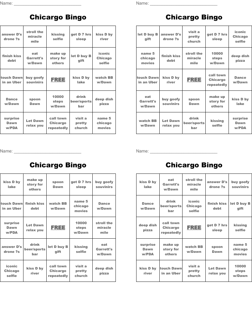 Chicargo Bingo