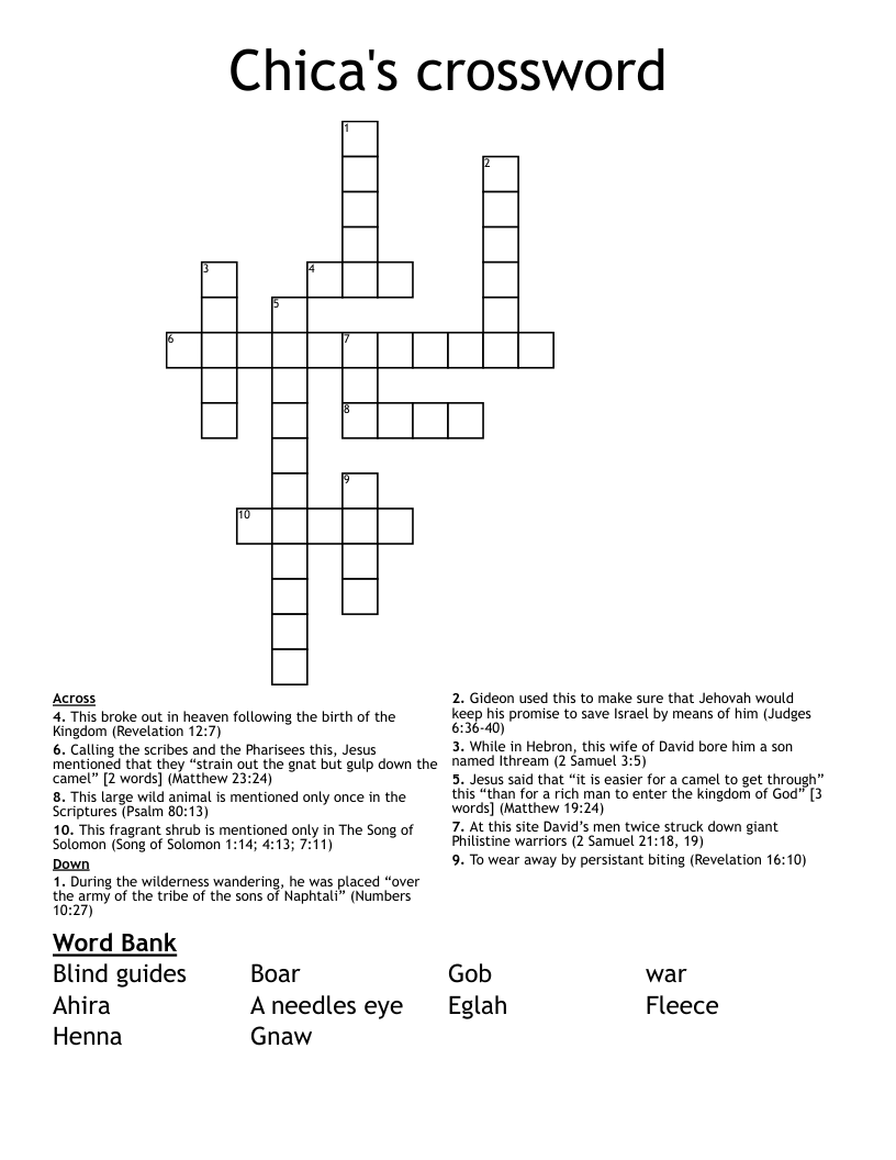 Chica's crossword