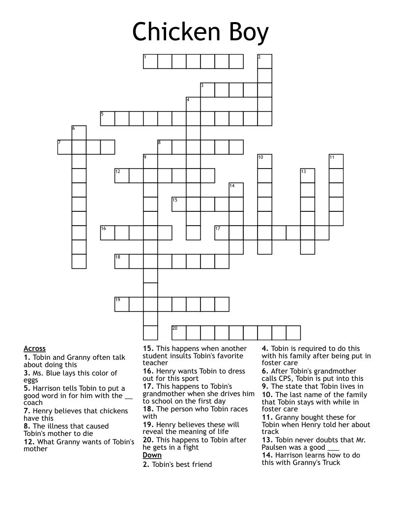 Chicken Boy Crossword