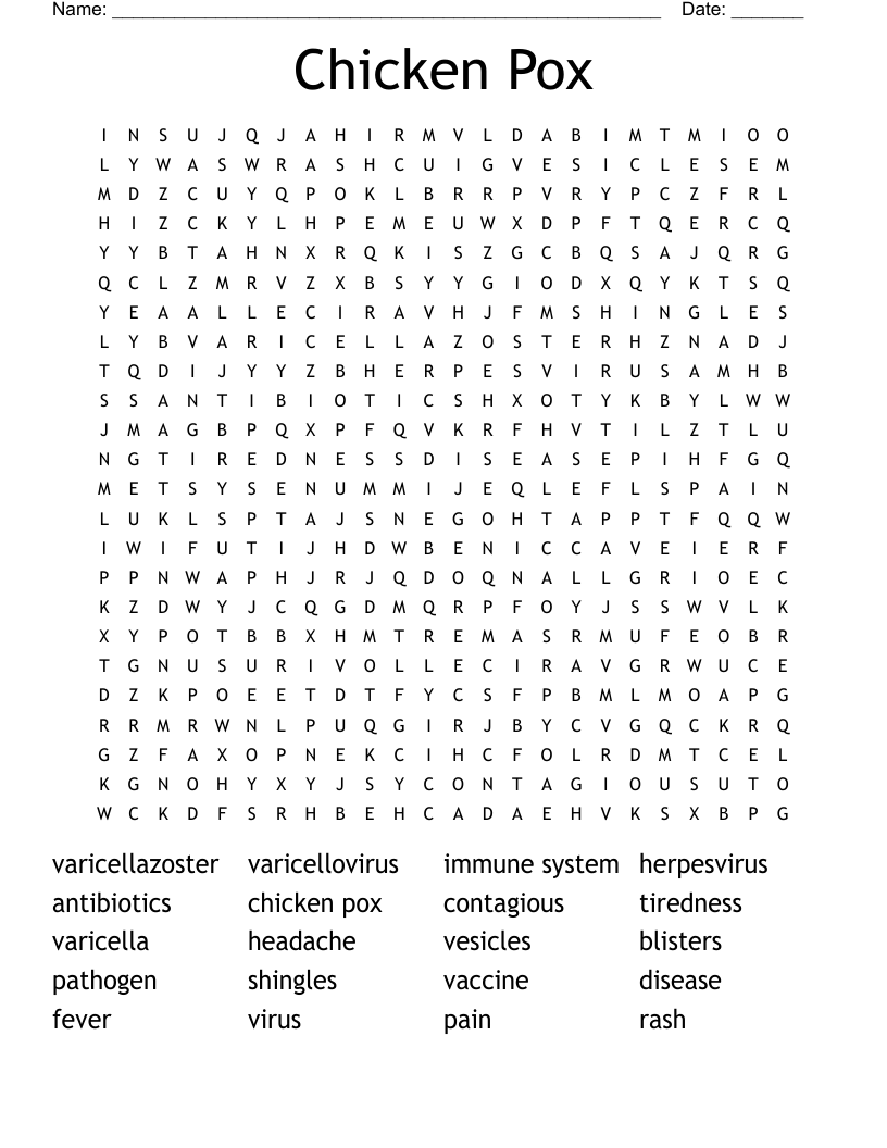 Chicken Pox Word Search