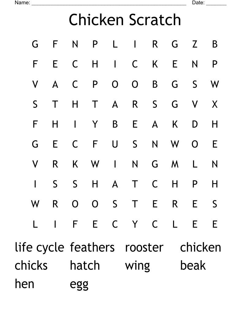 Chicken Scratch Word Search