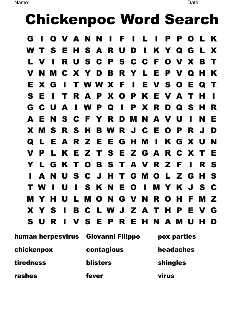Chickenpoc Word Search