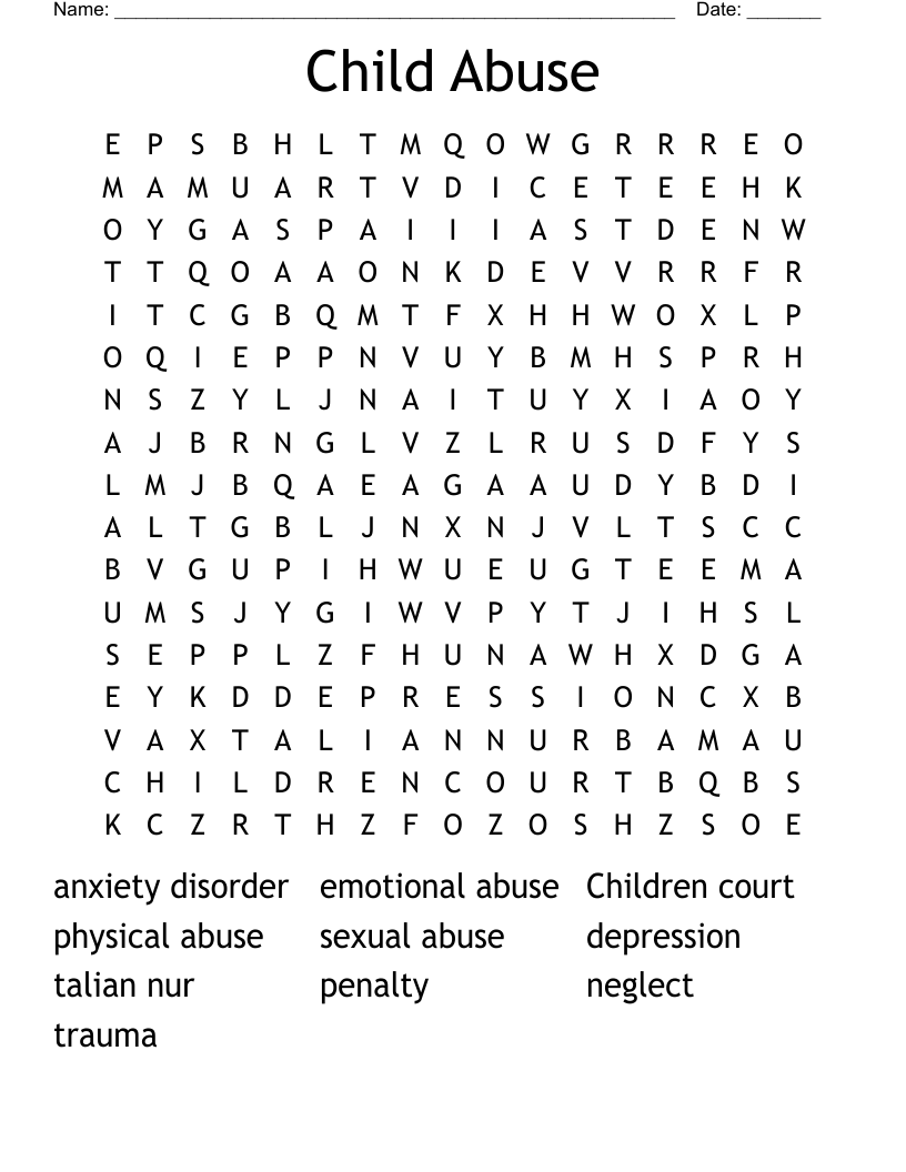 Child Abuse  Word Search