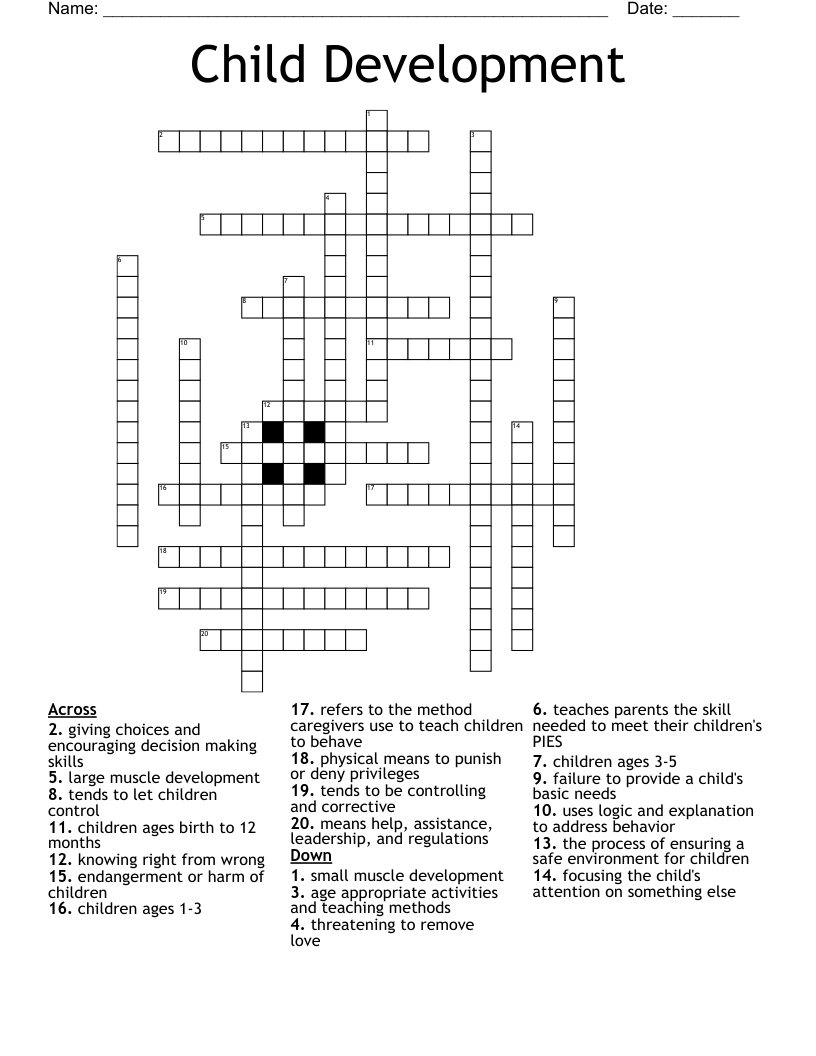 Child Development Crossword