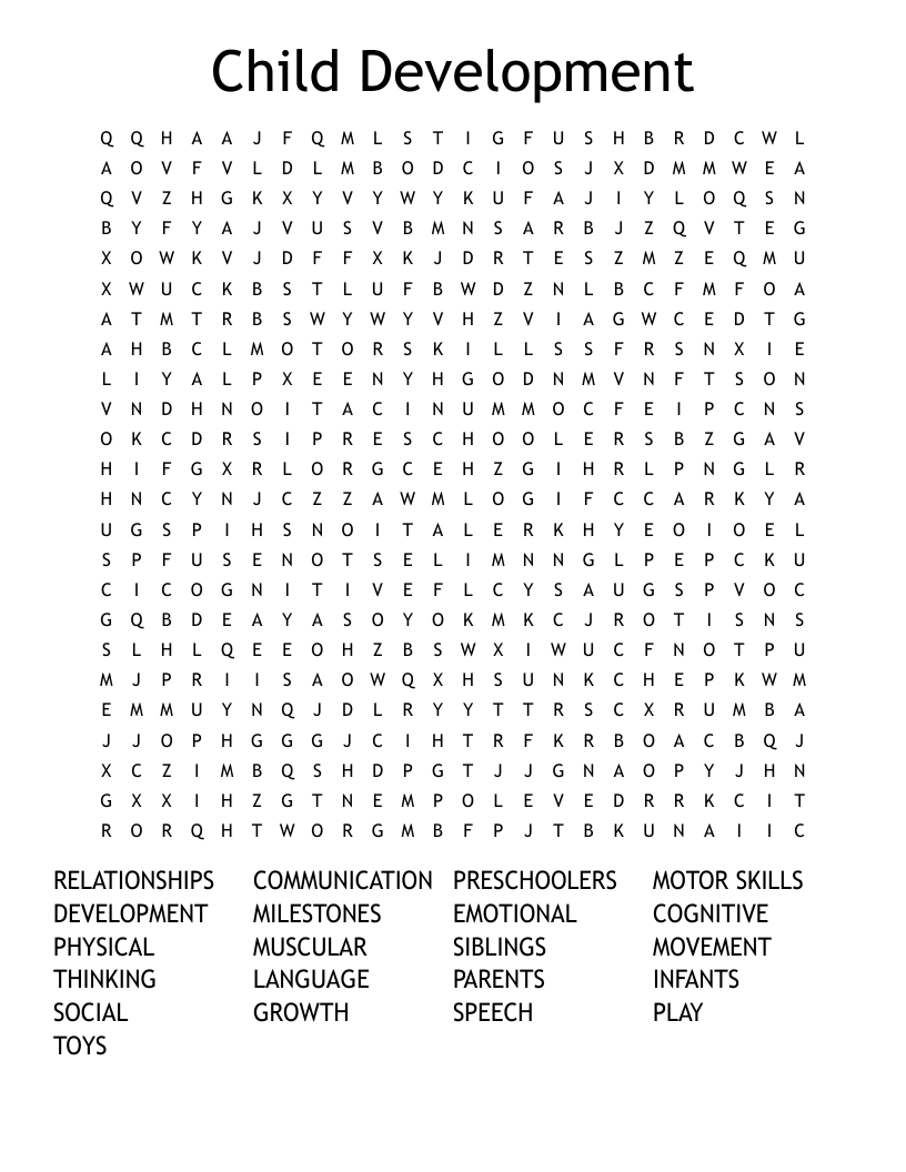 Child Development Word Search