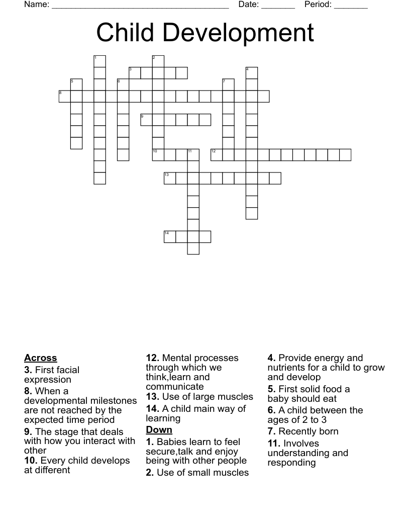 Child Development Crossword