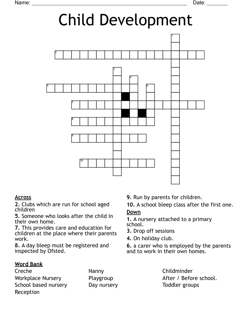 Child Development Crossword