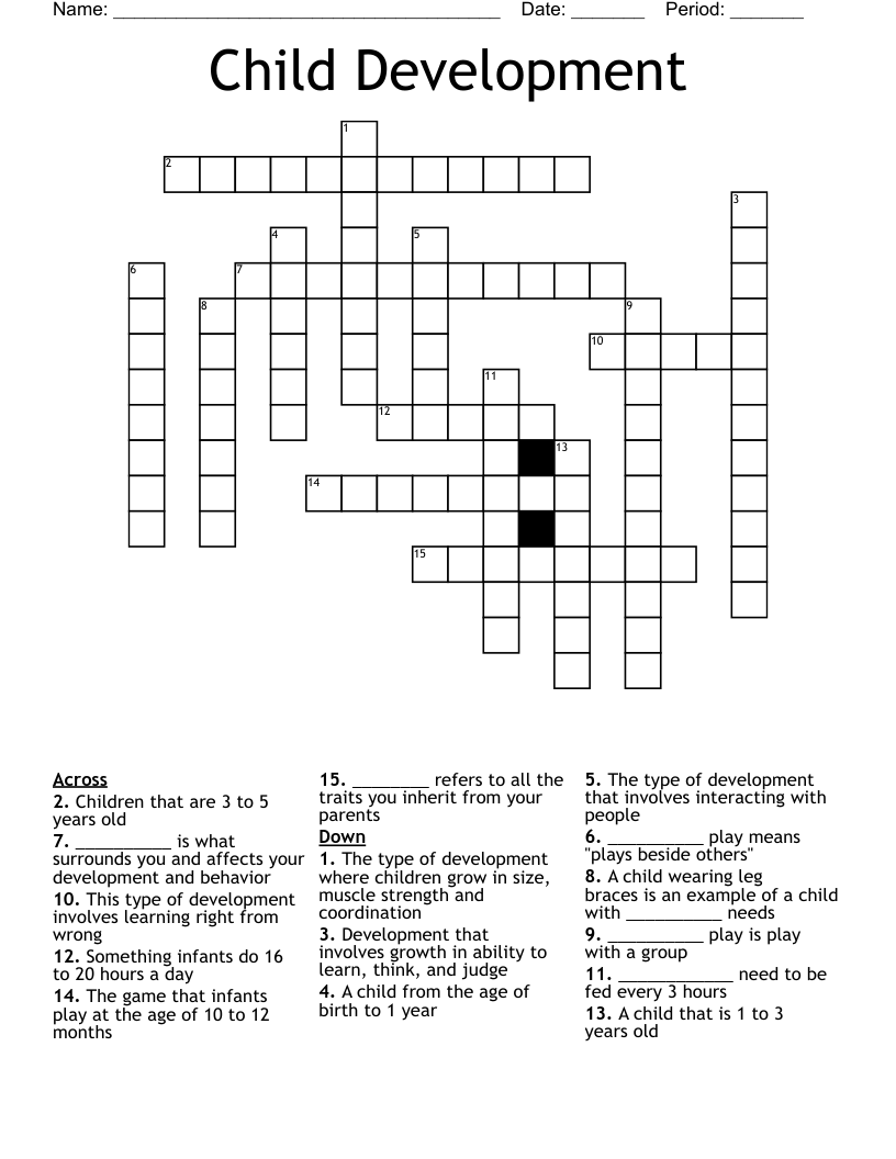 Child Development Crossword