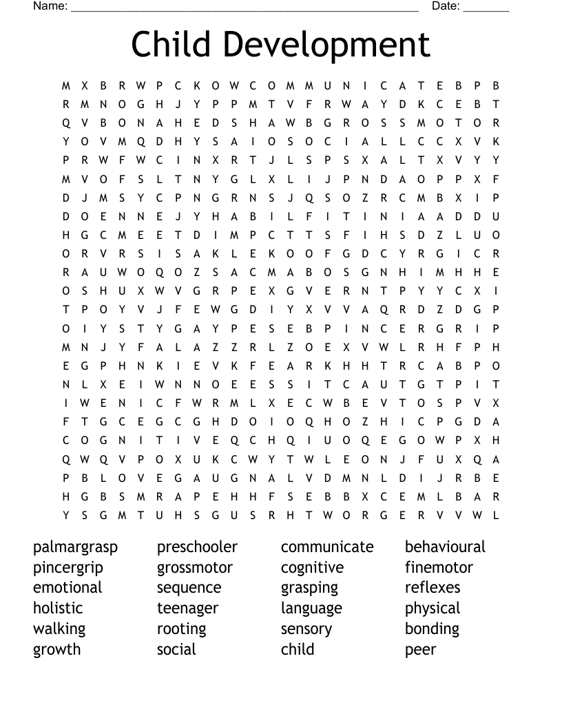 Child Development Word Search