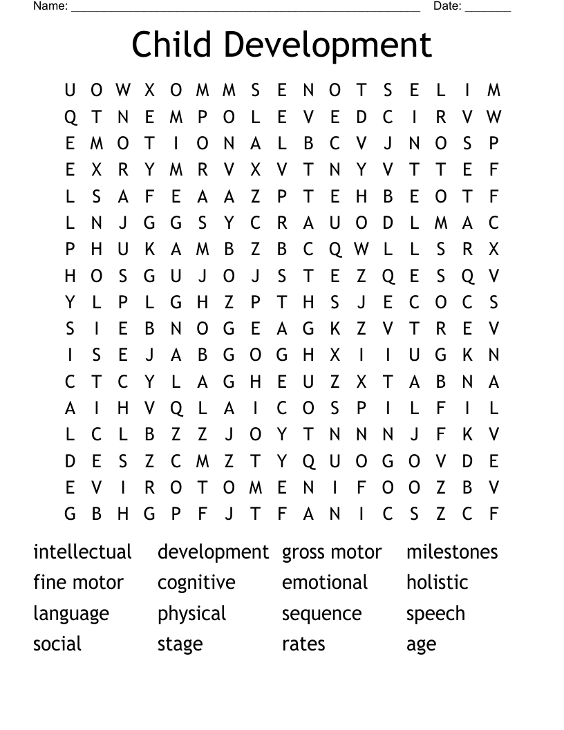 Child Development Word Search