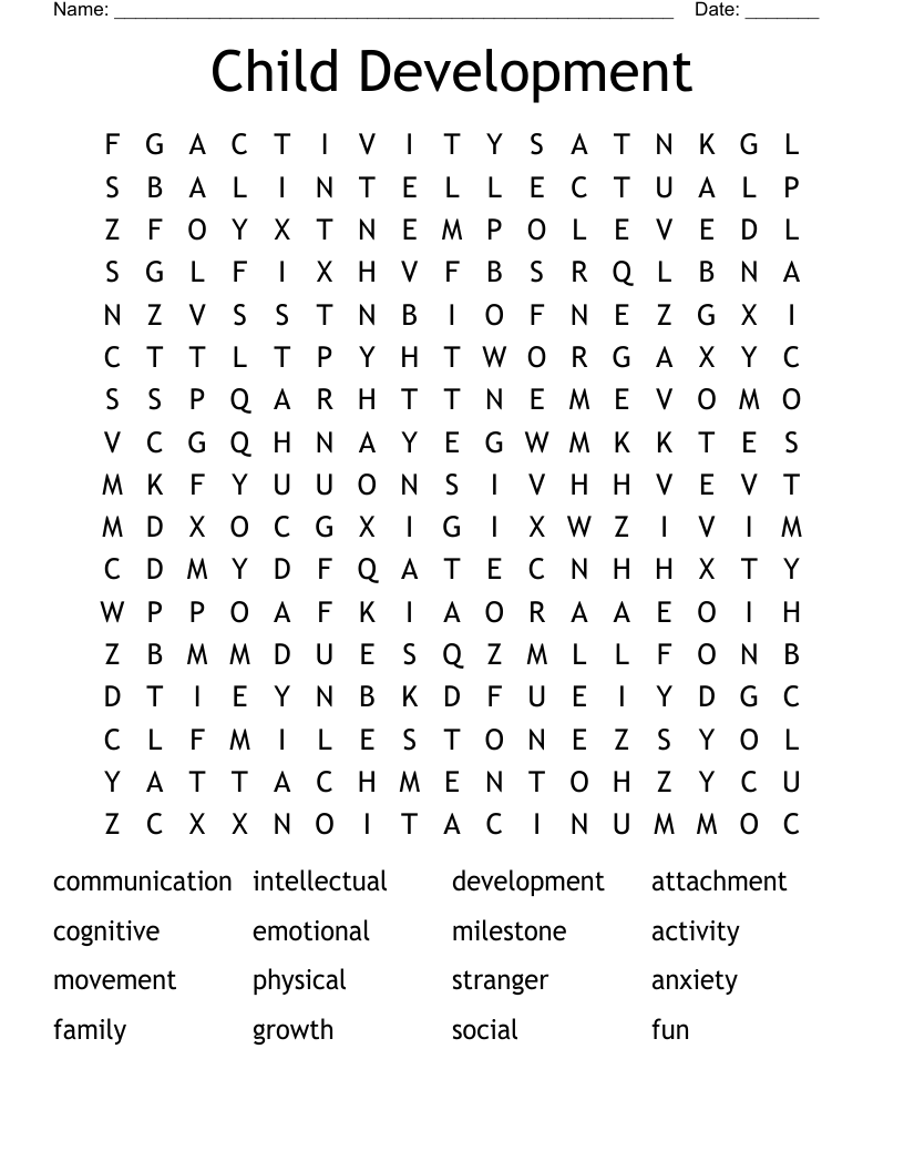 Child Development Word Search