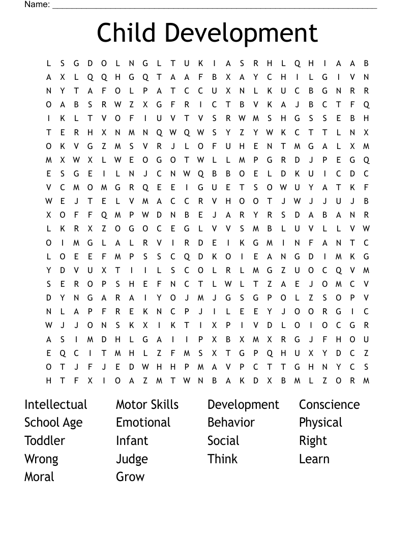Child Development Word Search